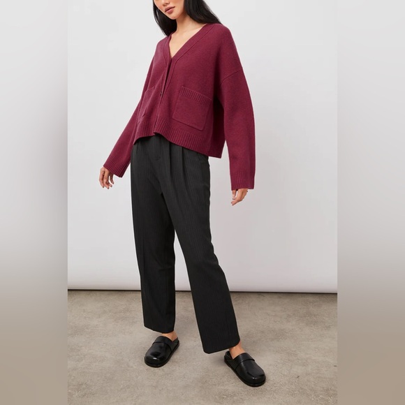 Rails Lindi Wool Cashmere Front Pocket Cardigan Sweater Size Large NWT Magenta - Picture 2 of 7